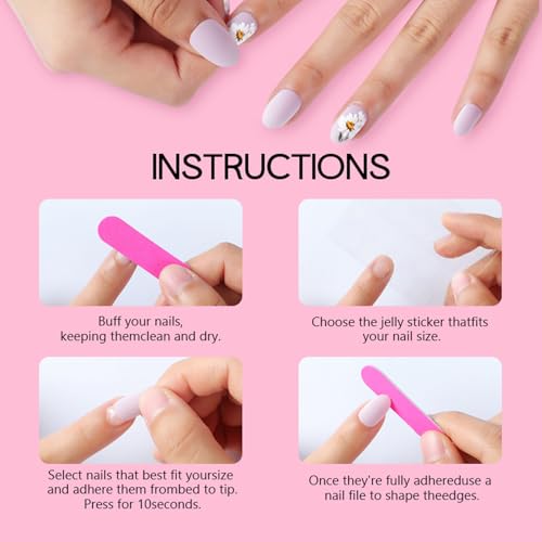 BHOOKA Easter Press on Nails Short Square Rabbit False Nails 24 Pcs