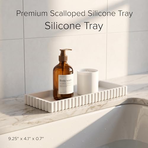 Nevado Beige Silicone Vanity Tray Small Decorative Bathroom Organizer