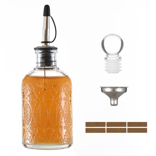 7oz Retro Glass Syrup Dispenser with Stainless Steel Spout & Funnel