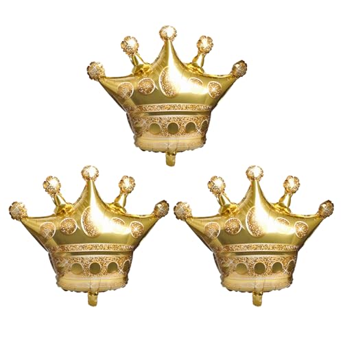 3 Pack 26 Inch Gold Crown Foil Balloons Wedding Engagement Party Supplies Variation 2.6 x 6.4 inches