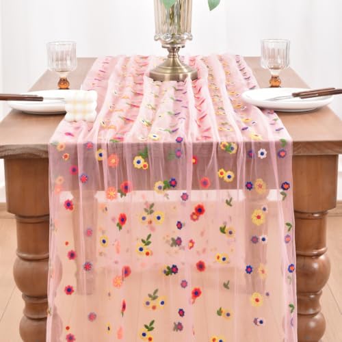 Pink Flower Table Runner 10ft Daisy Fall Wedding Party Home Decor