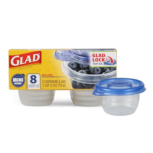 Glad Mini Round Food Storage Containers 4 oz - 8 Pack with Lids