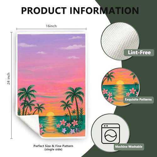 Tropical Palm Tree Waffle Hand Towel - Coastal Beach Decor Lcolor0004