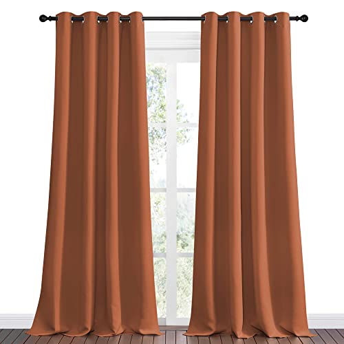 NICETOWN Burnt Orange Blackout Curtains 2 Panels 55" x 102"