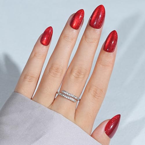 Jofay Fashion Almond Press On Nails - Red Cat Eye Halloween Bloody Claw
