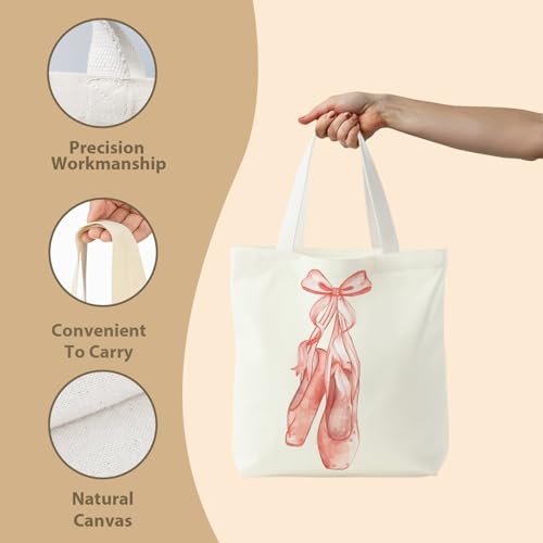NATSUNO Canvas Tote Bag - Coquette Pink Bow Ballet Science Graduation Gift