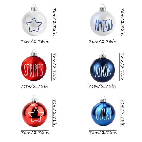 12PCS Red White Blue Patriotic Ball Ornaments for 4th of July