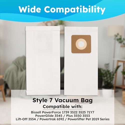 LotFancy Style 7 Vacuum Bags for Bissell Upright Vacuums - 4 Pack