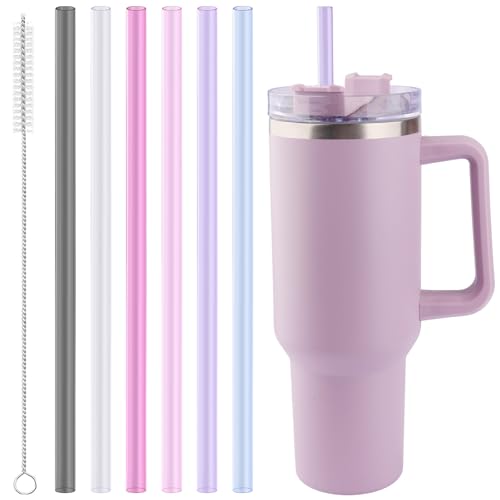 Joshey Replacement Straws for Stanley Quencher 40oz Tumblers - 6 Pack (Gray, Clear, Rose Red, Blue, Purple, Pink)