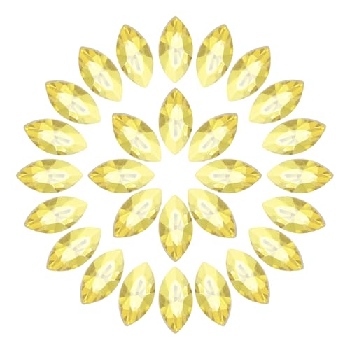 MECCANIXITY 100Pcs Horse Eye Rhinestones 4x8mm Point Back Crystal Beads Gold