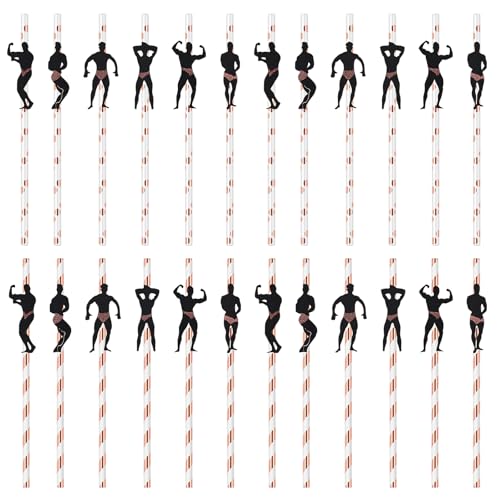24 Disposable Bachelorette Party Straws - Funny Dancer Design
