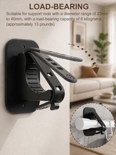 Watris Veiyi No Drill Curtain Rod Brackets - Adhesive Wall Mount Holder