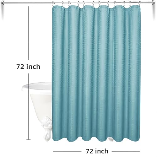 LaCyan 3-in-1 Waterproof Waffle Weave Shower Curtain Set with Clear Liner, 72x84 inches, Teal, Pack of 3