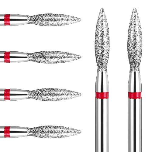 Flame Nail Drill Bits 6 Pcs Cuticle Clean Diamond Bits 3/32"