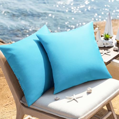 Outdoor Waterproof Pillow Covers 18x18 Set of 2 - Sky Blue