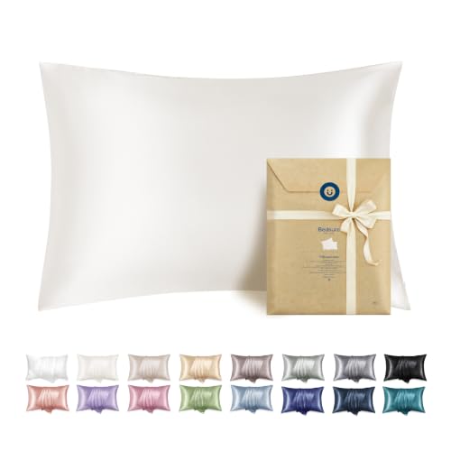 Bedsure Queen Satin Pillowcase Set of 2 with Zipper - Ivory (20" x 30")
