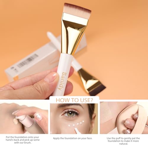 Banidy Flat Foundation Brush & Spatula for Liquid Makeup (2 Pack)