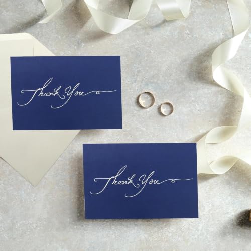 Navy Blue Thank You Cards with Envelopes and Stickers - 12 Pack