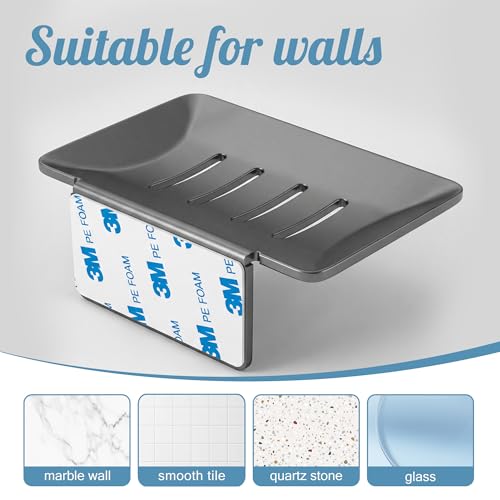 PHX Grove Wall-Mounted Aluminum Soap Dish with Drainage - Rustproof Holder