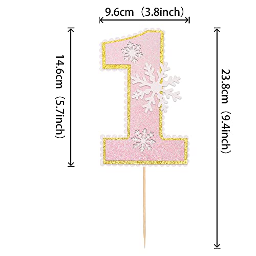 First Birthday Cake Topper Snowflake Number 1 Glitter Party Decoration Pink
