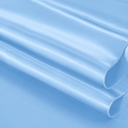 Baby Blue Satin Tablecloth 60 x 84 Inches for Weddings & Events