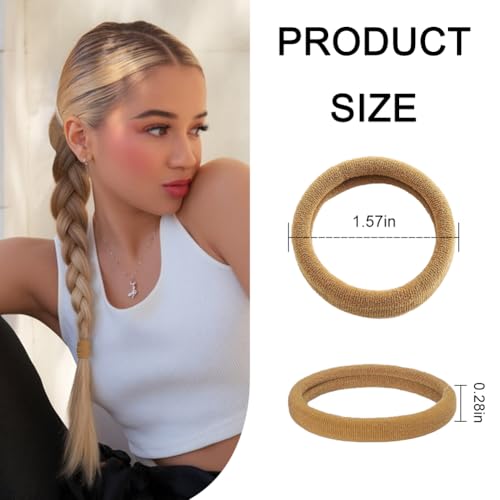 20PCS Brown Hair Ties Elastic Seamless Thick Ponytail Holder for Women