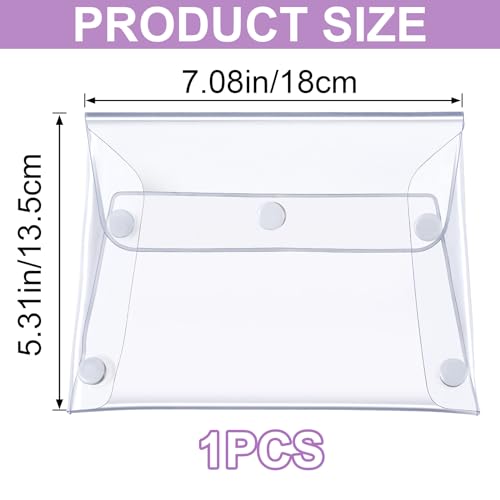 HINZIC Transparent Makeup Bag, Large Waterproof PVC Cosmetic Pouch with Snap Closure