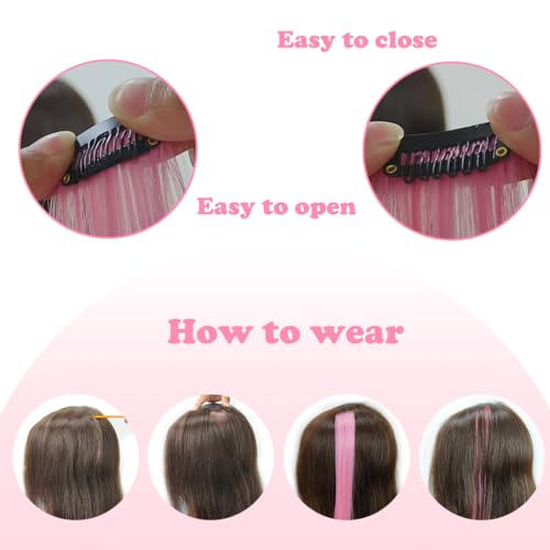 BUMMSEVEN 22" Straight Colored Clip-In Hair Extensions - Pink (12 Pcs)