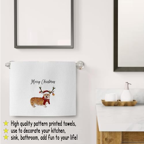 Funny Christmas Corgi Kitchen Towels - 24x16 Inch Tea Towels