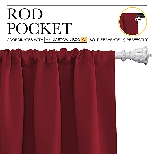 NICETOWN Burgundy Blackout Curtains - 34x72 Inch Rod Pocket Panels (Set of 2)