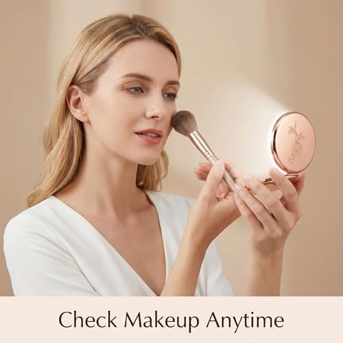 Ouligay Small Compact Mirror for Purse - 2.6 Inch Round Portable Pocket Makeup Mirror with 1x/2x Magnification