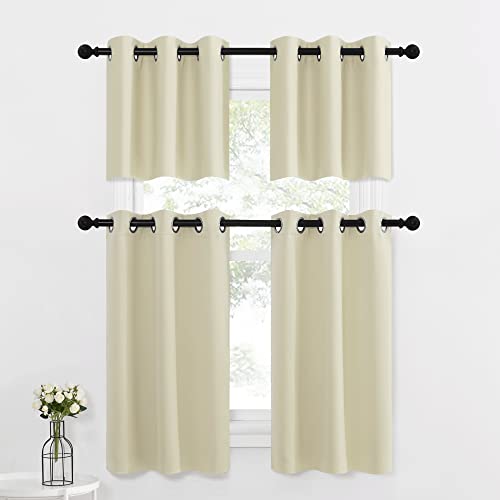 NICETOWN Blackout Curtains for RV and Short Windows, Beige, 42x36