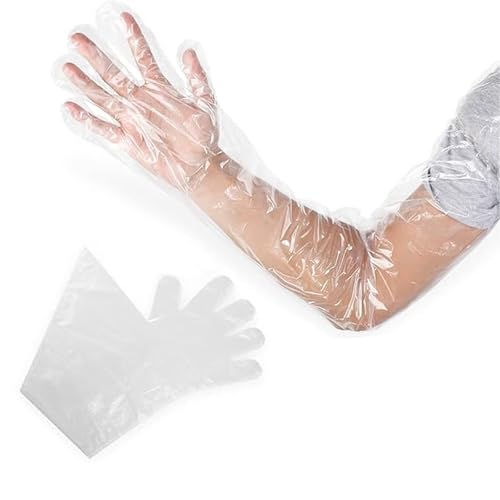 Transparent Disposable Long Plastic Gloves for Veterinary Use - 50pcs