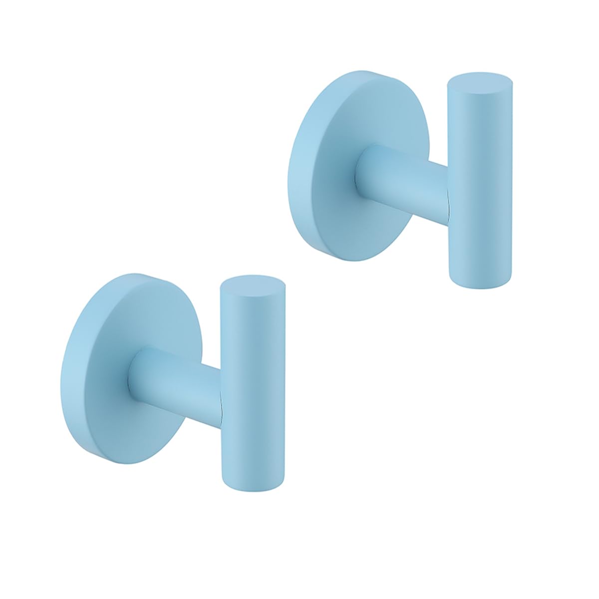 SEABEFORE Towel Hooks for Bathrooms,Clear Sky Blue Wall Mount Hooks SUS 304 Stainless Steel Coat Hook Robe Hook Towel Hook 2 Count for Kitchen,Bedroom (Drilling),SE96006-8CKB