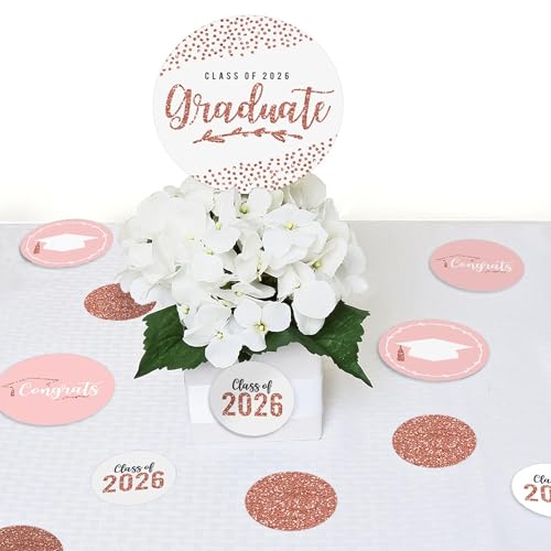 Big Dot of Happiness Rose Gold 2026 Graduation Party Giant Circle Confetti, 27 Count