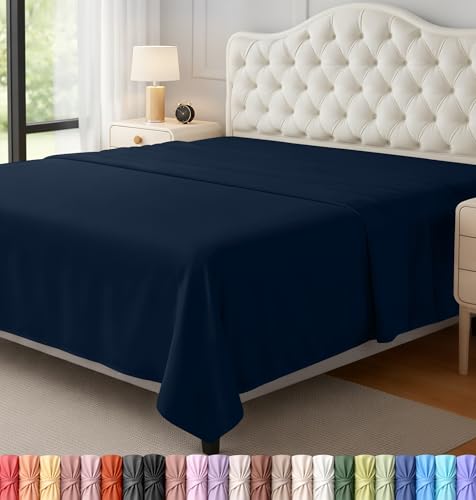Utopia Bedding King Size Flat Sheet, Ultra Soft Brushed Microfiber, Navy