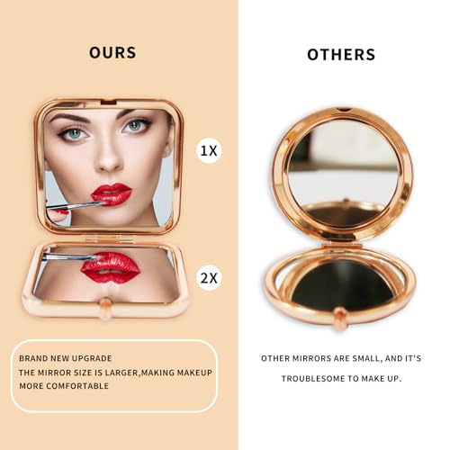 GLINTZ Personalized Rose Gold Compact Mirror for Mom – Engraved Travel Pocket Makeup Mirror