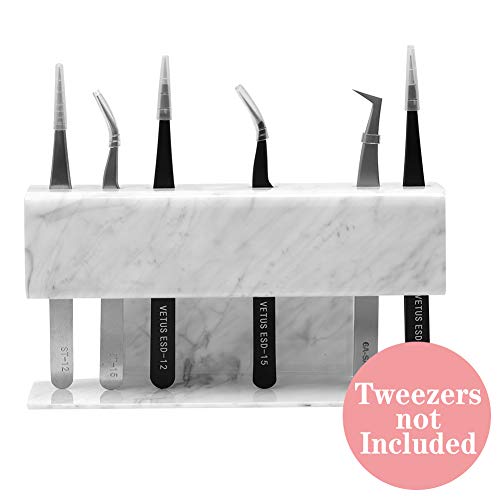 GEMERRY 8-Slot Tweezer Holder Stand - White Marble Acrylic Display