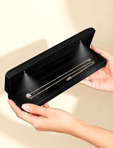 Hatori Black Long Chain Necklace Gift Box with LED Light