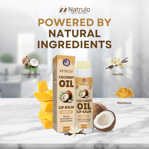 Natrulo Coconut Lip Balm – Moisturizing Beeswax Chapstick for Dry Cracked Lips
