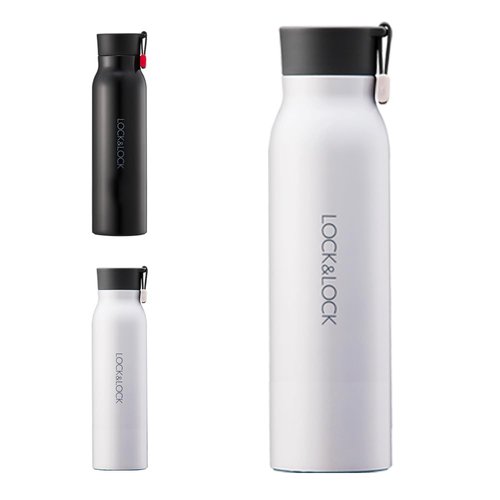 LOCK & LOCK Name Stainless Steel Vacuum Insulated Thermal Travel Mug, 17 oz (White)