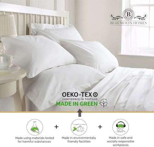 King Egyptian Cotton Pillowcases Set of 2 - Soft Sateen Weave, Pearl White