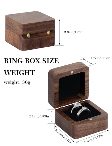 Vintage Wooden Ring Box for Wedding & Engagement - 2 Slots
