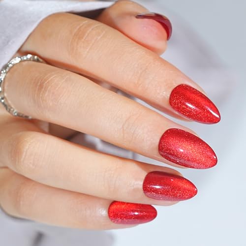 Jofay Fashion Almond Press On Nails - Red Cat Eye Halloween Bloody Claw