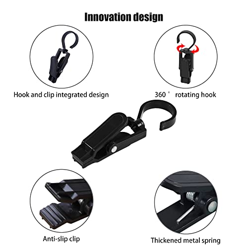 Heavy-Duty Rotating Laundry Hook Clips - 10 Pack Black Organizer