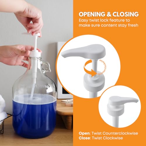 Heavy-Duty 1-Gallon Pump Dispenser for Glass & Plastic Jugs, Universal Thread