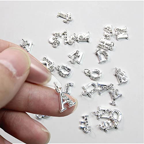 Vezocim Silver Letter Nail Art Decorations 26 A-Z Alloy Alphabet Rivets