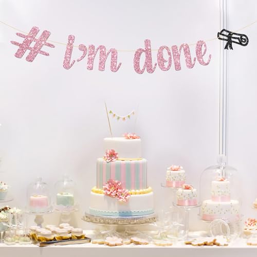 I'm Done Graduation Banner - Pink Glitter Party Decor