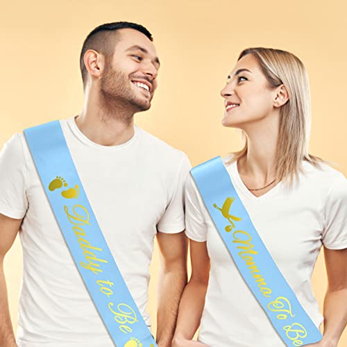 Momma To Be & Daddy To Be Baby Shower Sash Bundle Boy Blue