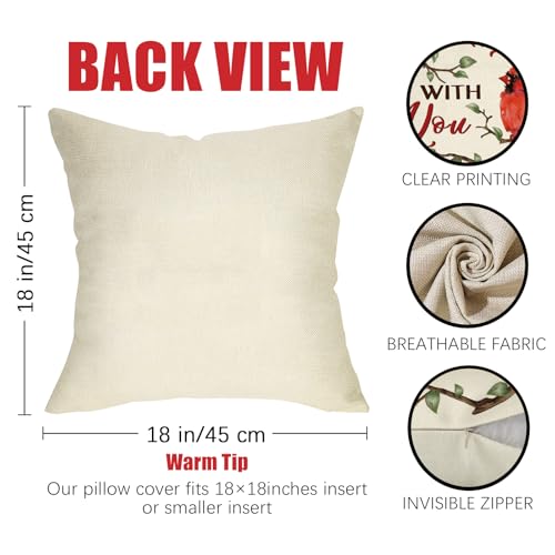 Cardinal Memorial Throw Pillow Cover, 18x18 Cotton Linen Cushion Case